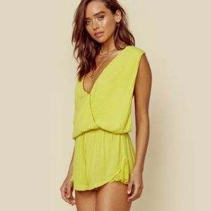 INDAH MUSTARD ZUMMA WRAP FRONT ROMPER